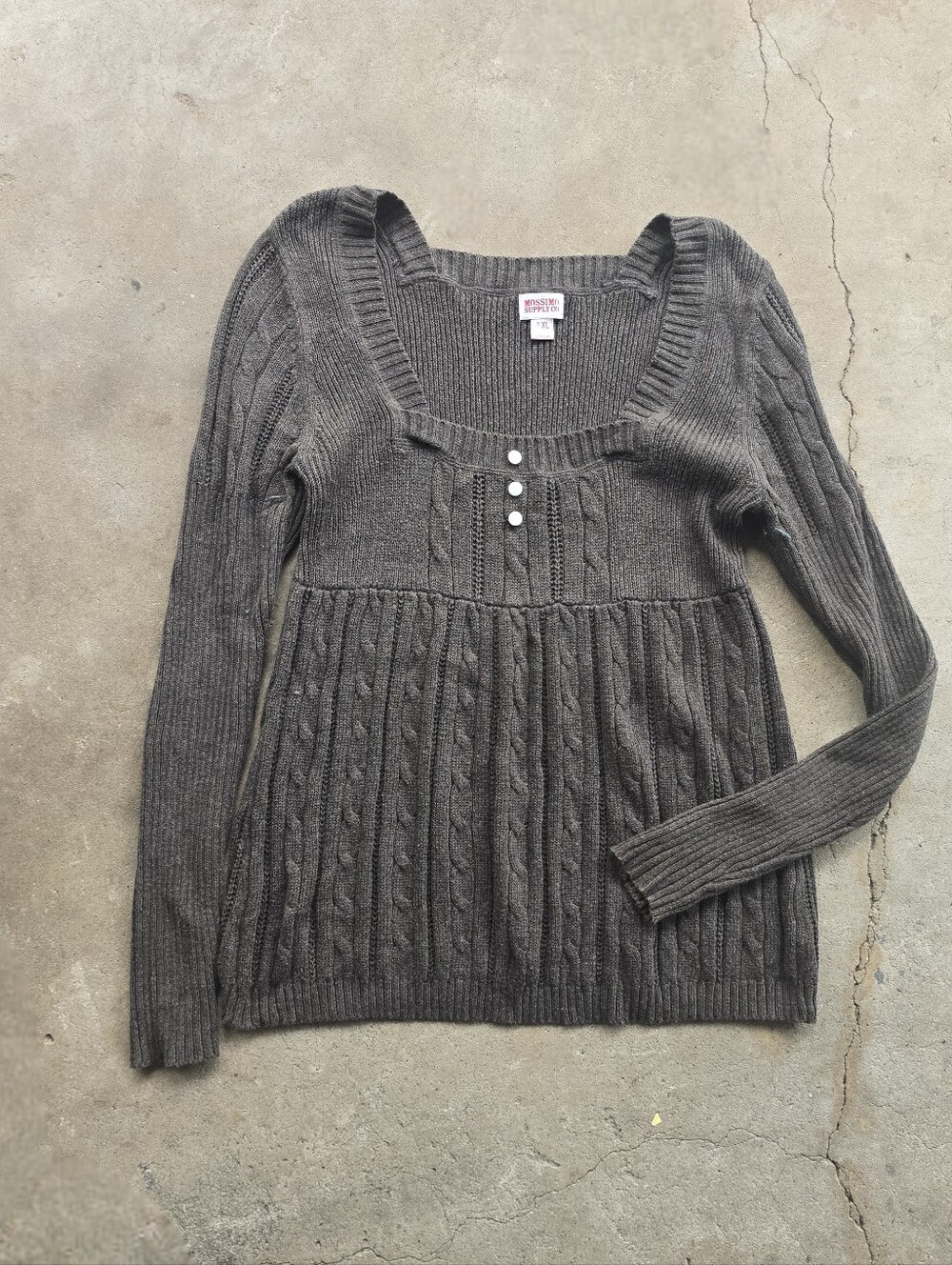 Y2K Vintage mossimo Babydoll Square Neck Sweater Bella Swan Cable Knit XL